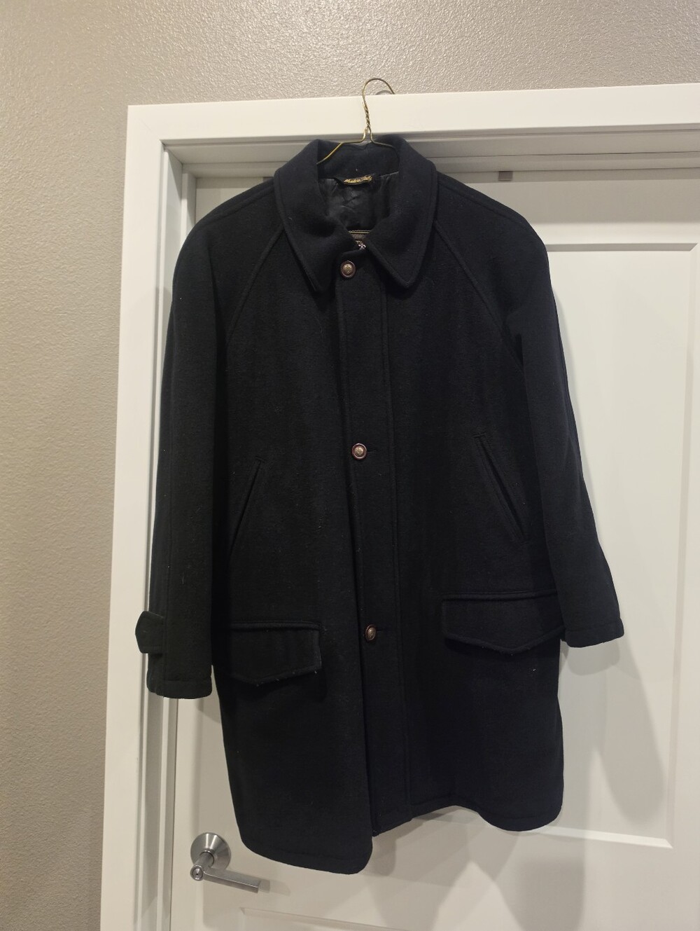 Mario Valente Cashmere Wool Gianni Coat Men’s 46 R Black Made In Italy Overcoat.